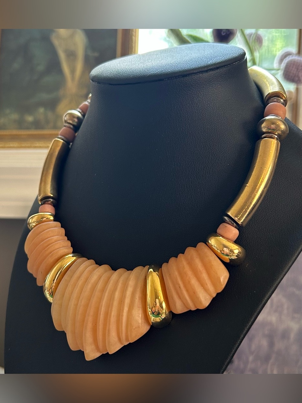 Napier Vintage 1980s Choker Necklace
Gold-tone Muted Peach Lucite Acrylic - Picture 8 of 10